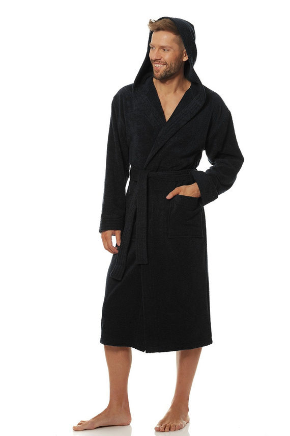 2104 Szlafrok Męski Frotte L&L -antracyt