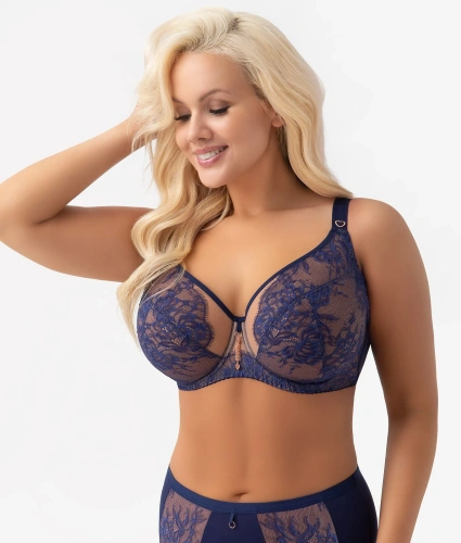 Gorsenia G024 Desire biustonosz soft granatowy na duży biust z fiszbinami