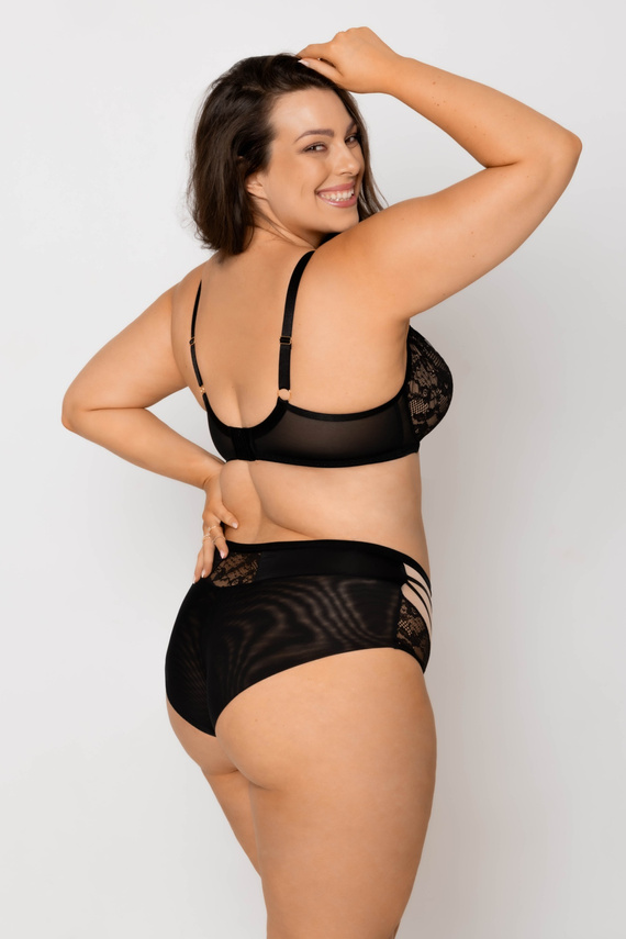 19252 Biustonosz Mediolano Spider Soft – Zmysłowy, Czarna Koronka | Dekoracyjne Paseczki Tworzące Pajęczynę | Idealny dla Dużego Biustu
