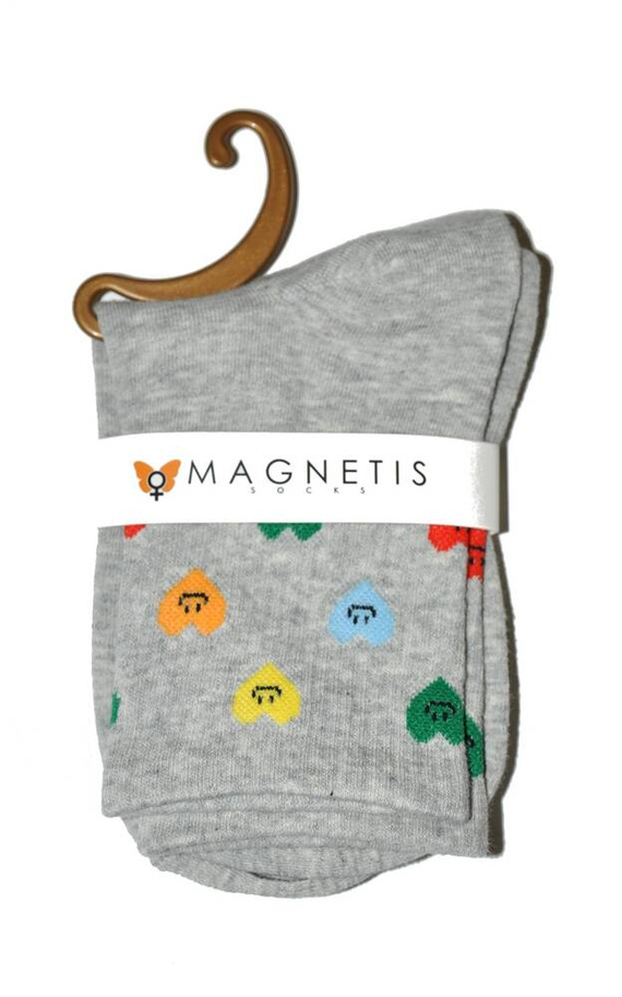 75 Colorful Hearts Skarpety Damskie Magnetis - szary