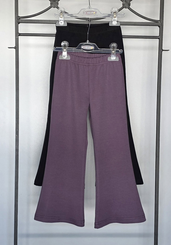 Bambarillo Chill Śliwkowe Spodnie Dzwony Dziecięce Bawełniane Elastyczne