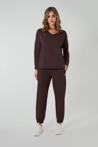 Madri Bluzka z długim rękawem Italian Fashion - brązowa