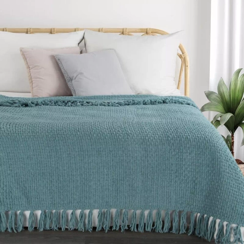 Suzi Koc narzuta tkana z frędzlami Eurofirany miętowy