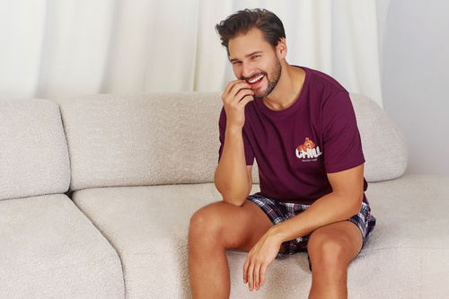 7201 "Chill" Piżama Męska Doctor Nap - burgundy