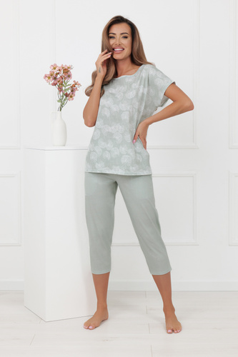 Piżama Kalina Italian Fashion – 100% bawełna, 3/4- miętowa