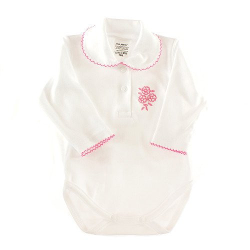 Body z kołnierzykiem biało- różowe Martex