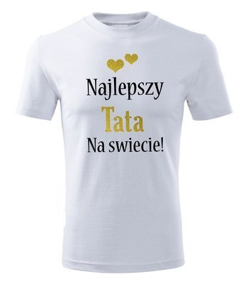 "Najlepszy tata na świecie" koszulka męska Moocha biały  (złoty napis)