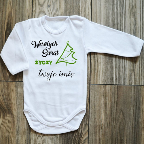 Body długi rękaw "Wesołych Świąt życzy + imię" Moocha czerwony