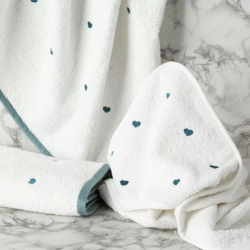 Baby 58 Serca niemowlęce okrycie kąpielowe Eurofirany biały/niebieski 