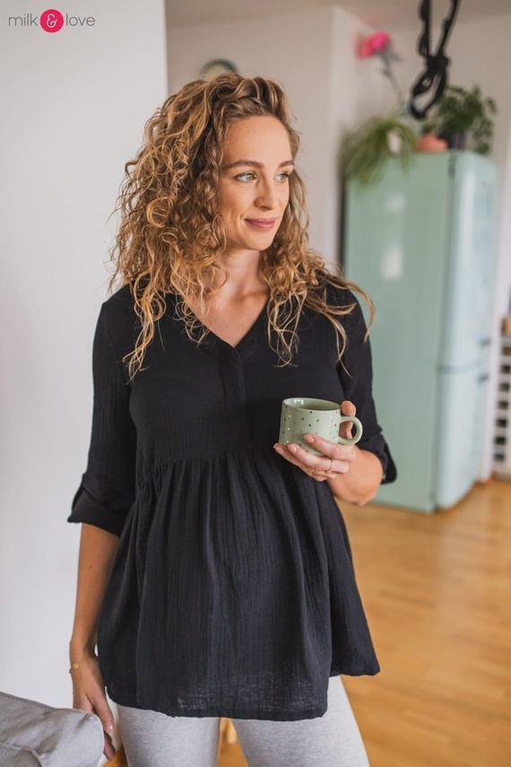 Mother Nature tunika z muślinu organicznego Milk&Love indygo w kropki