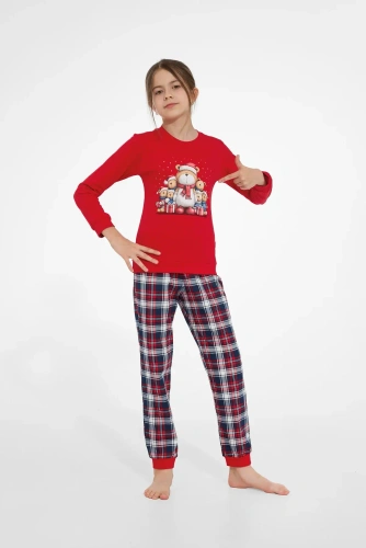 Cornette 594/205 592/205 Family Christmas Piżama Dziewczęca Bawełniana Czerwona