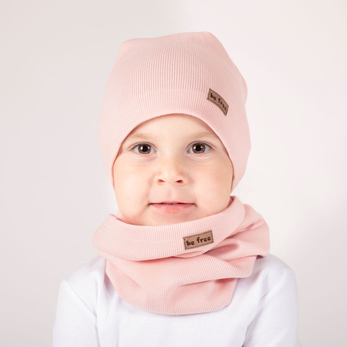 141281 Komplet czapka + komin Nicol - różowy