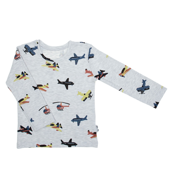 219138 Willy Nicol bluzka niemowlęca szara w samoloty bawełna długi rękaw 
