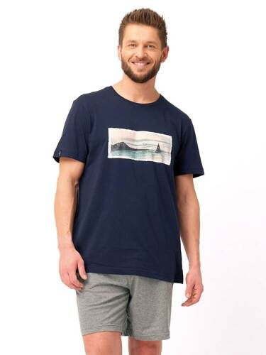 MNS 606  Piżama Męska Key grafitowy