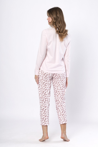 Piżama damska Laveza 1623 Grażyna – bawełna, jasny róż, długi rękaw