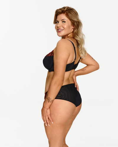 2612 Biustonosz miękki Lupoline – czarny z fiszbinami i jesiennym haftem