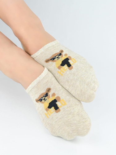 Baleriny damskie Noviti ST098 Miś bawełniane niewidoczne silikon komfort