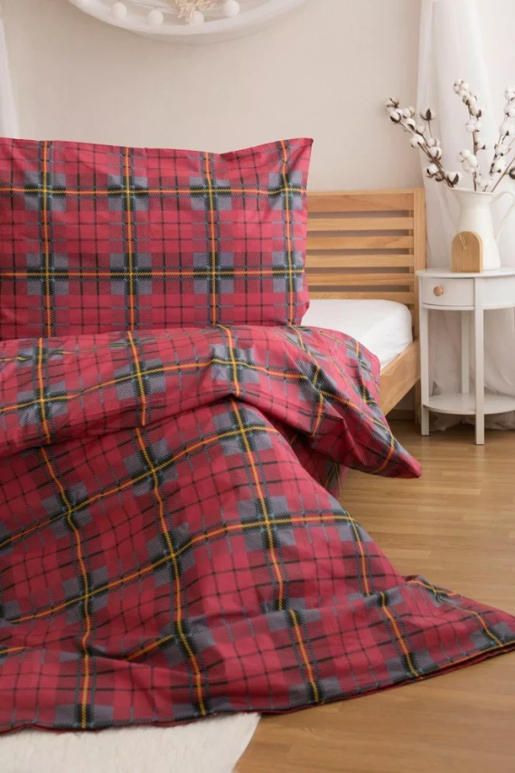 Christmas Pościel świąteczna Jerry Fabrics – czerwona krata, 100% bawełna