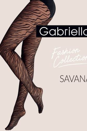 Rajstopy Gabriella Savana 20 den zebra cienkie modne wzorzyste czarne
