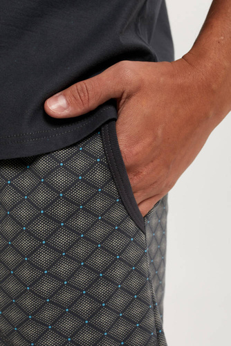 Abel Piżama Męska krótki rękaw, spodenki Italian Fashion - grafitowy/druk