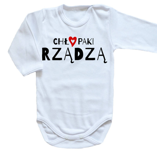 "CHŁOPAKI RZĄDZĄ" Body długi rękaw Moocha biały