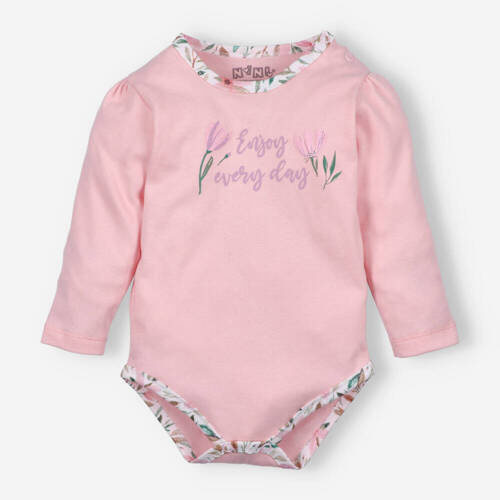 Pink Flowers Body z bawełny organicznej Nini różowy