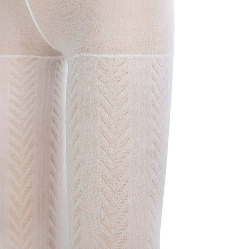 141804 Rajstopy żakardowe W3 Nicol - biały