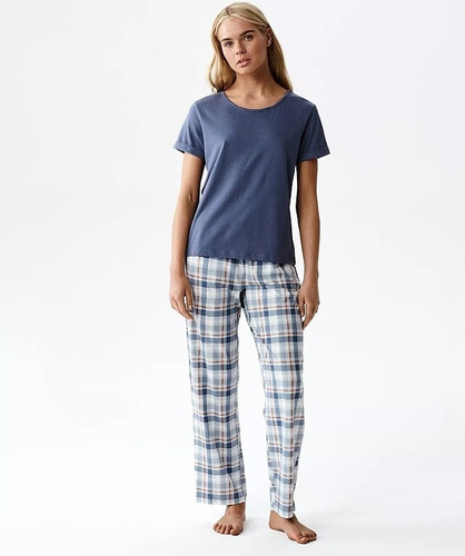 Piżama damska Atlantic NLP-513 modal-bawełna krótki rękaw wzorzyste spodnie grafitowa