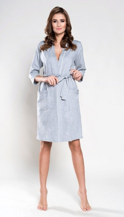 Megan Szlafrok Damski Italian Fashion 3/4 rękaw- jasny melanż