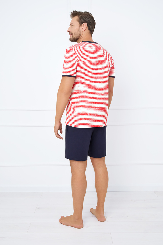 Flota Piżama Męska krótki rękaw, spodenki Italian Fashion - druk czerwony/granatowy 