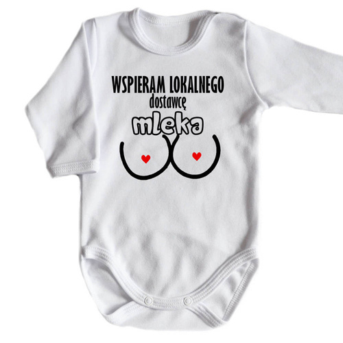 Body długi rękaw "Wspieram dostawce mleka" Moocha czerwony  