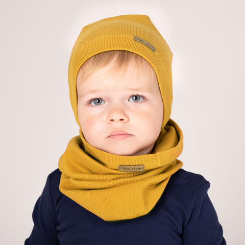 141283 Komplet czapka + komin Nicol - musztardowy