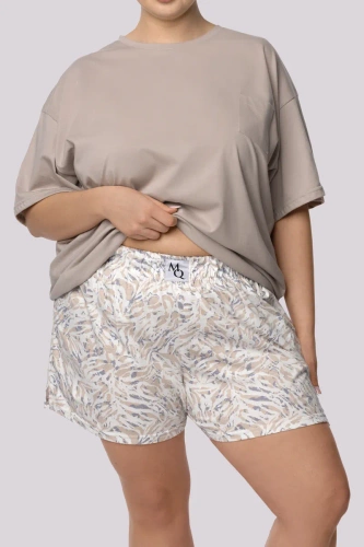 Joy shortsleeve Piżama damska Mona palm beige 