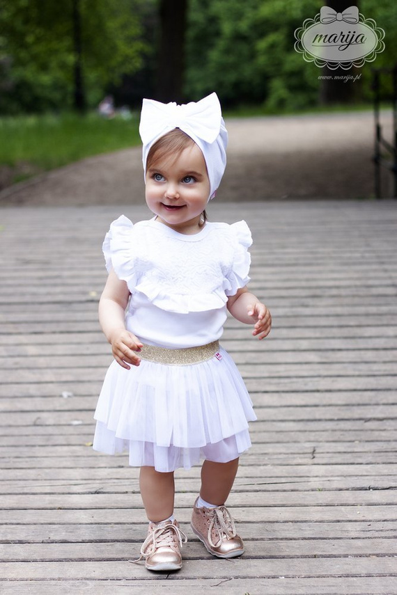 1826T Santa Spódniczka z tiulu ze złotą gumką Marija - biały