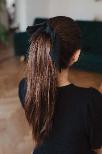 Scrunchie gumka do włosów ze wstążką Milk&Love czarny