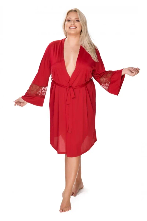 86375 Paula Szlafrok peniuar Mewa burgundowy