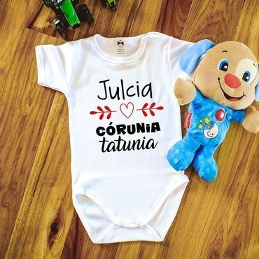 Body krótki rękaw "Córunia tatunia z imieniem NATALIA" Moocha biały