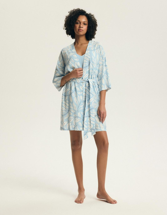 Szlafrok damski 44483 Estes 100% wiskoza 3/4 lekki- pale blue