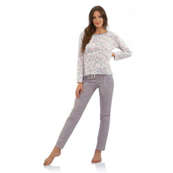 Agnieszka Long Piżama damska Sesto Senso beżowy kropki