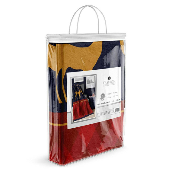 092 JB Koc świąteczny z frędzlami renifery Detexpol granatowy/czerwony