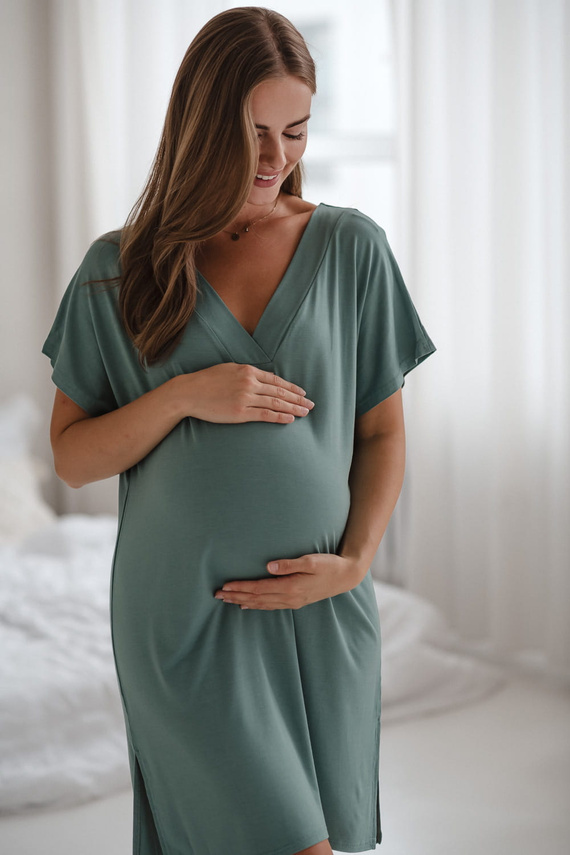 Moon bambusowa koszula nocna ciążowa i do karmienia Milk&Love eukaliptus