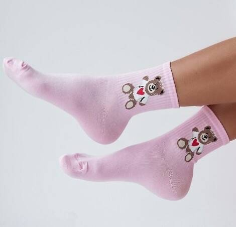 0200-144 Miś Walentynka Skarpety damskie Milena - różowe