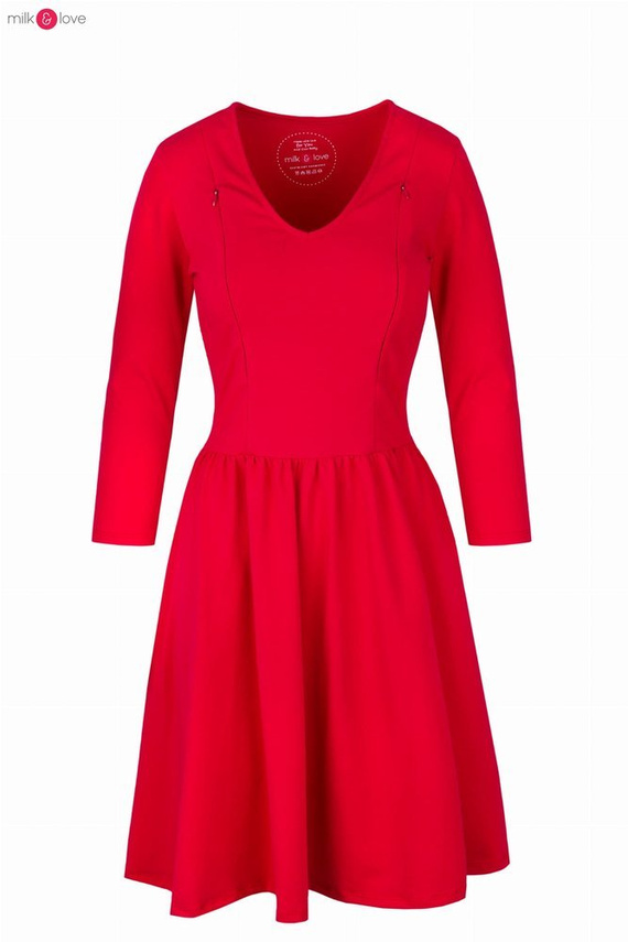 Sukienka do karmienia Just Milk karminowa czerwień rękaw 7/8 Milk&Love