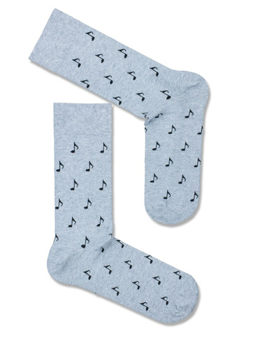 0125.077 Nuty – męskie skarpety Milena z motywem nut, Jasny Melanż,