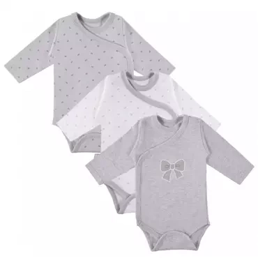 "TINY" Body kopertowe 3-pak Ewa Klucze- szare kokardki