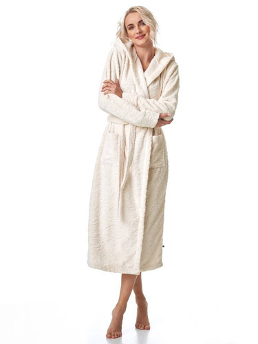 LGL 148  Długi Szlafrok Damski  Key ecru