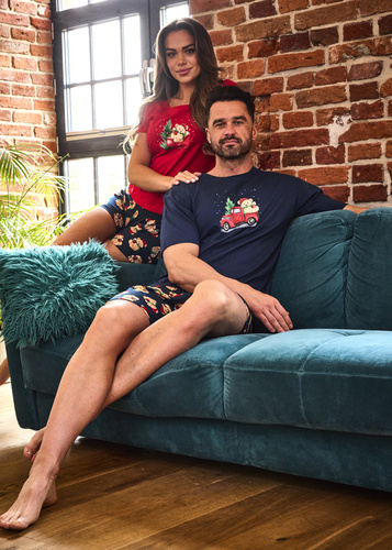 628/432 Teddy Piżama damska Cornette – świąteczna, bawełna, krótki rękaw i spodnie