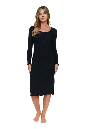 Koszula Nocna Doctor Nap 7531 Black do Karmienia Bawełna Prążkowana