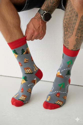 0125.053 Trekking – męskie skarpety Milena z kolorowym wzorem, Melanż