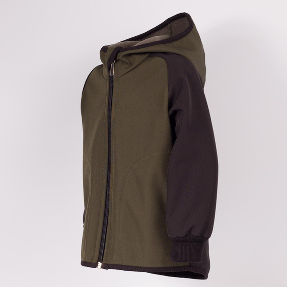 229021 Nicol Kurtka dziecięca softshell polar kaptur odblask- khaki